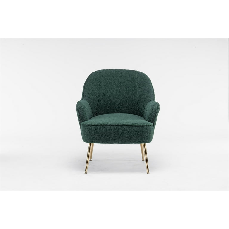 Modern Accent Chair,Upholstered Fabric Chair Living Room Chair with Gold  Metal Legs,Comfy Lounge Chair Single Sofa Armchair,Cute Vanity Chair Club  Chair for Living Room Bedroom Office,Antique Green 