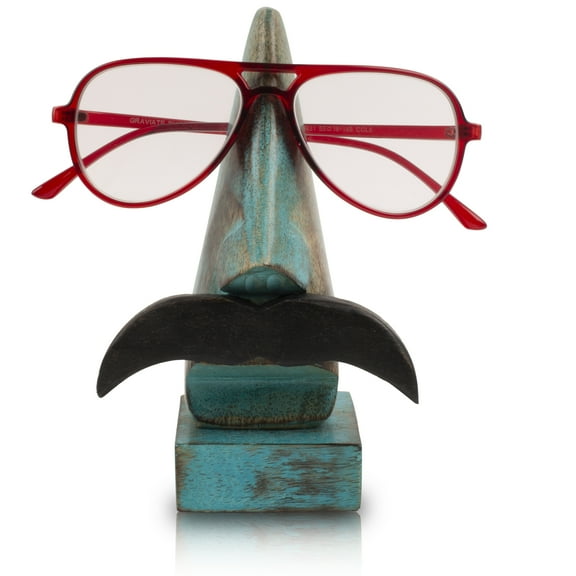 Fun Birthday Gift Ideas Handcrafted Wooden Reading Glasses Stand Spectacle Stand or Eye Glass Holder Wooden Tabeltop Display Stand Housewarming Gifts For Men Women Him Her (Blue Wash Finish)