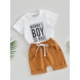 thumbnail image 3 of Bagilaanoe 2pcs Toddler Baby Boys Short Pants Set Letter Print Short Sleeve T-Shirts Tops + Shorts 6M 12M 18M 24M 3T Kids Casual Summer Outfits, 3 of 8