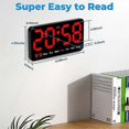 thumbnail image 4 of Digital Wall Clock, 9 Inch LED Digital Clock with 12/24h, Big Numbers, Small Silent Wall Claw BlackRed Letters, 4 of 5