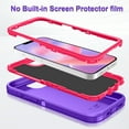 thumbnail image 6 of I-HONVA For iPhone 16e Case,[with 2 Pack Screen Protector] 3-Layer Military Grade Drop Anti-Slip Bumper Rugged Shockproof Dustproof Protection 6.1 inch Phone Case for Apple iPhone 16e,Purple/Pink, 6 of 7