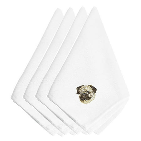 

Carolines Treasures EMBT2401NPKE Pug Embroidered Napkins Set of 4 20 x 20 multicolor