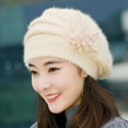 thumbnail image 2 of Gorros de invierno para mujer, gorros para hombre, gorro de punto con flores a la moda, gorro de ganchillo, gorro cálido para invierno, boina oso de fresa Electrónica, 2 of 5