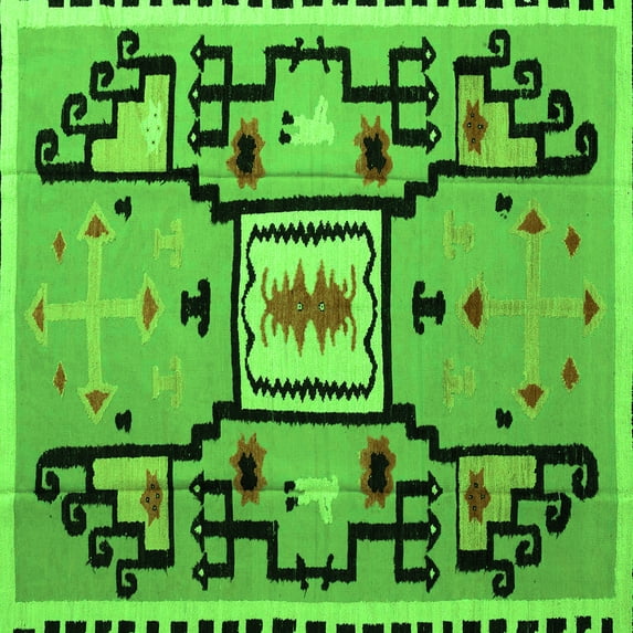 Ahgly Company Indoor Square Abstract Green Modern Area Rugs, 4' Square