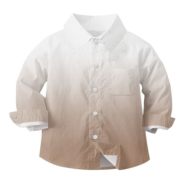 Dealovy Long Sleeve Shirts for Boys Girls Button down Shirt Cute Gradient Color Blouse with Pockets