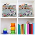 thumbnail image 6 of Yayeee 2 Pack Canvas Storage Basket with Handles for Shelves Fabric Bins Closet Organizer, Green Floral Cranes Pattern, 6 of 8