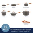 thumbnail image 3 of Rachael Ray Cucina 12 Piece Aluminum Nonstick Pots and Pans Set, Gray with Pumpkin Orange Handles, 3 of 9
