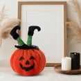thumbnail image 5 of Mini Witch Pumpkin Figurine - Cloth Craftsmanship Halloween Shelf Decor Thanksgiving Tabletop Accent Spooky Gift Novelty Collectible Ornament(Green), 5 of 6