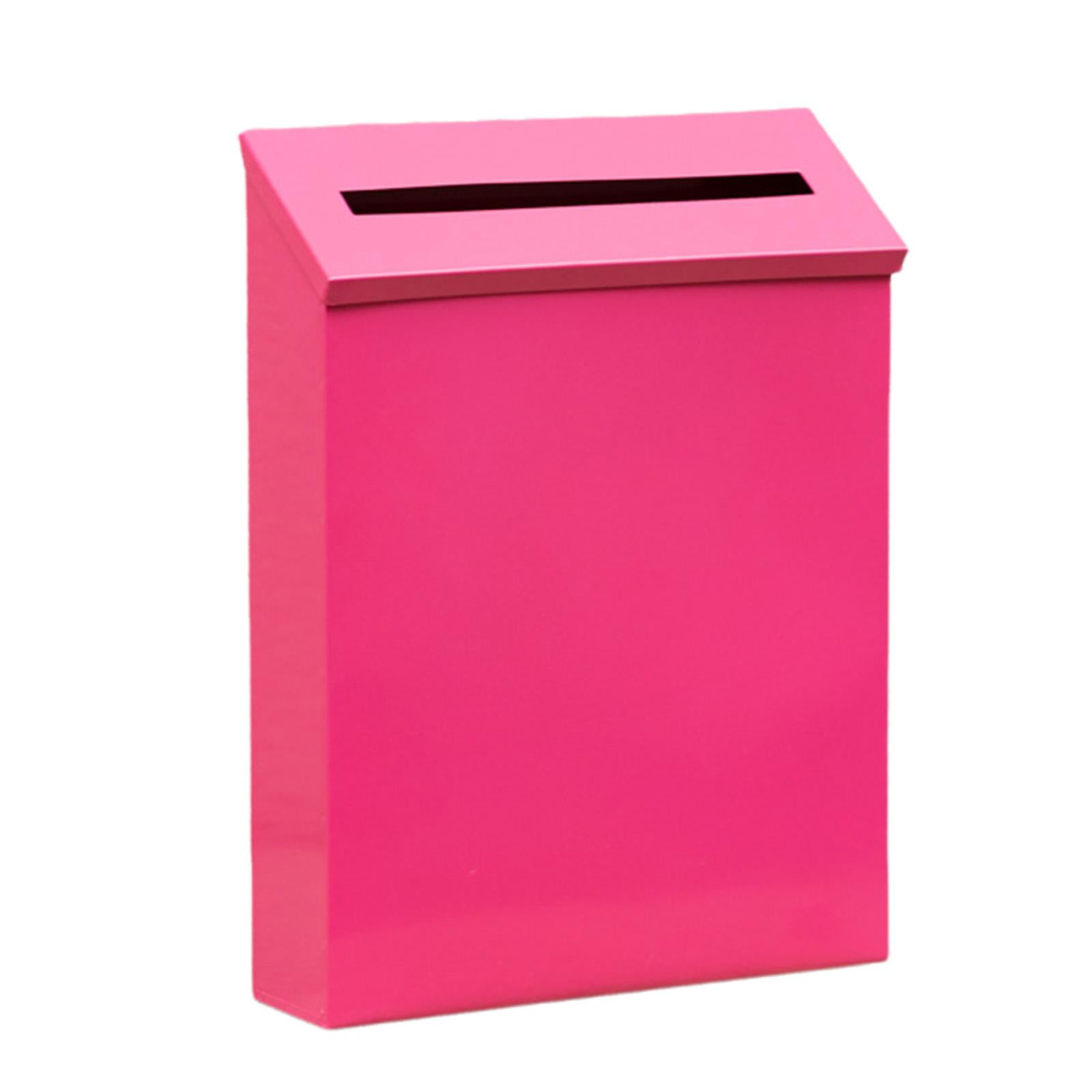 Wall Mount Mailbox Metal Postbox Newspaper Holder Box for Outside Front Door Rose Red