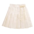 thumbnail image 5 of HOMADLES Girls School Uniform Skirt Elastic Waist Pleated Ruffle Skirts A-Line Skort Scooter Skirt for Girl, Summer A-Line Skirts Beige 11-12T, 5 of 9