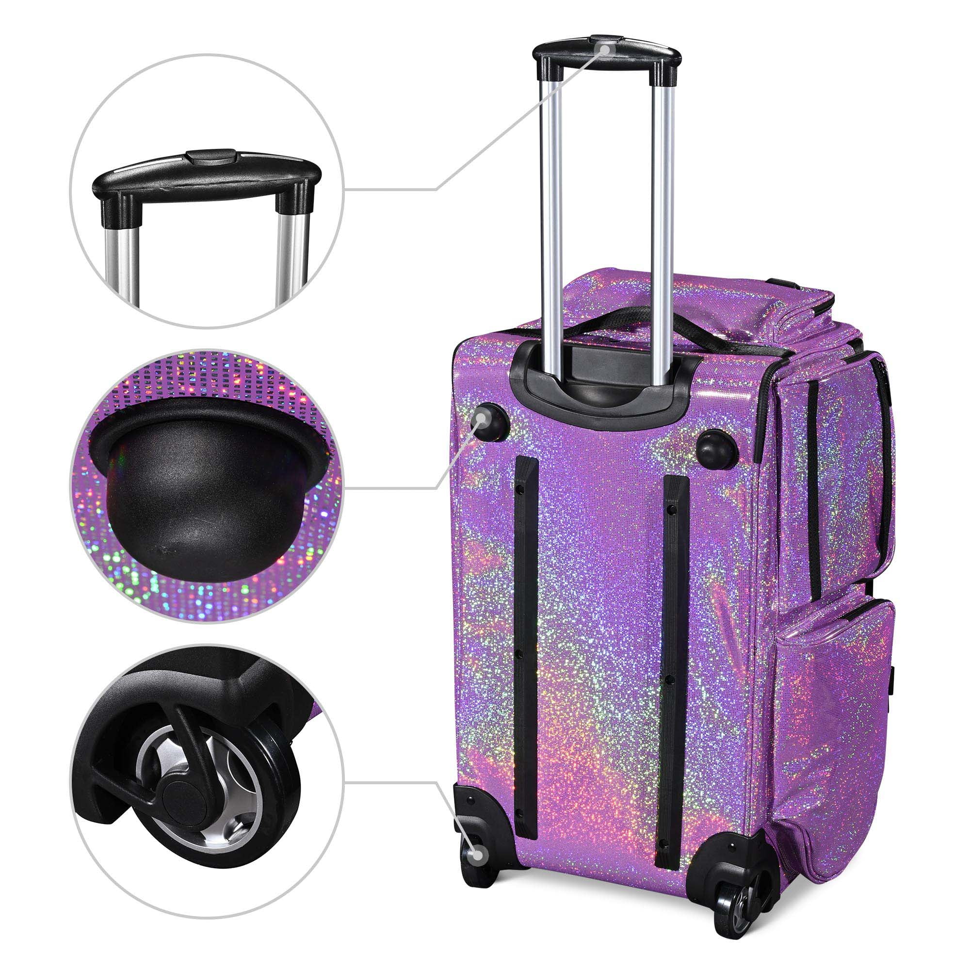 Byootique Rolling Dance Bag with Garment Rack Dream Duffel Bag Recital Bag Travel Duffle Organizer for Dance Competition Performances FA Amethyst