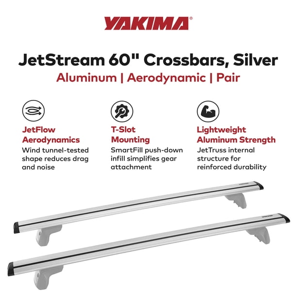 Yakima 60 Inch Aluminum JetStream Aerodynamic Roof Rack Crossbars