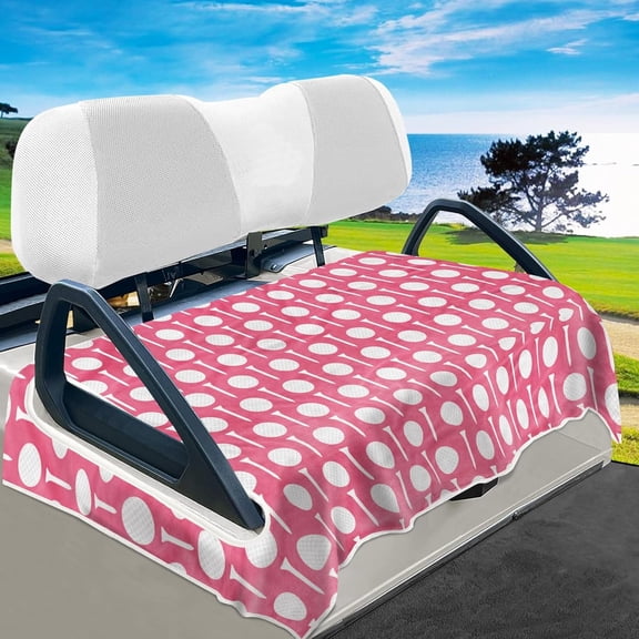 Pink Golf Ball Pattern Golf Cart Seat Covers, Universal Fit for EZGO, Club Car, Yamaha 51"x31", 2 Passenger Golf Cart Seat Protector, Durable Washable