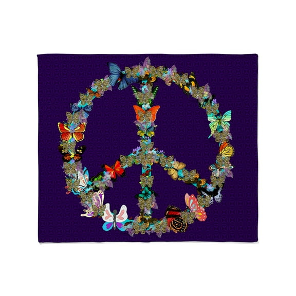 CafePress - Butterfly Peace Sign Blanket 1 Throw Blanket - Soft Fleece Throw Blanket, 50"x60" for All Ages