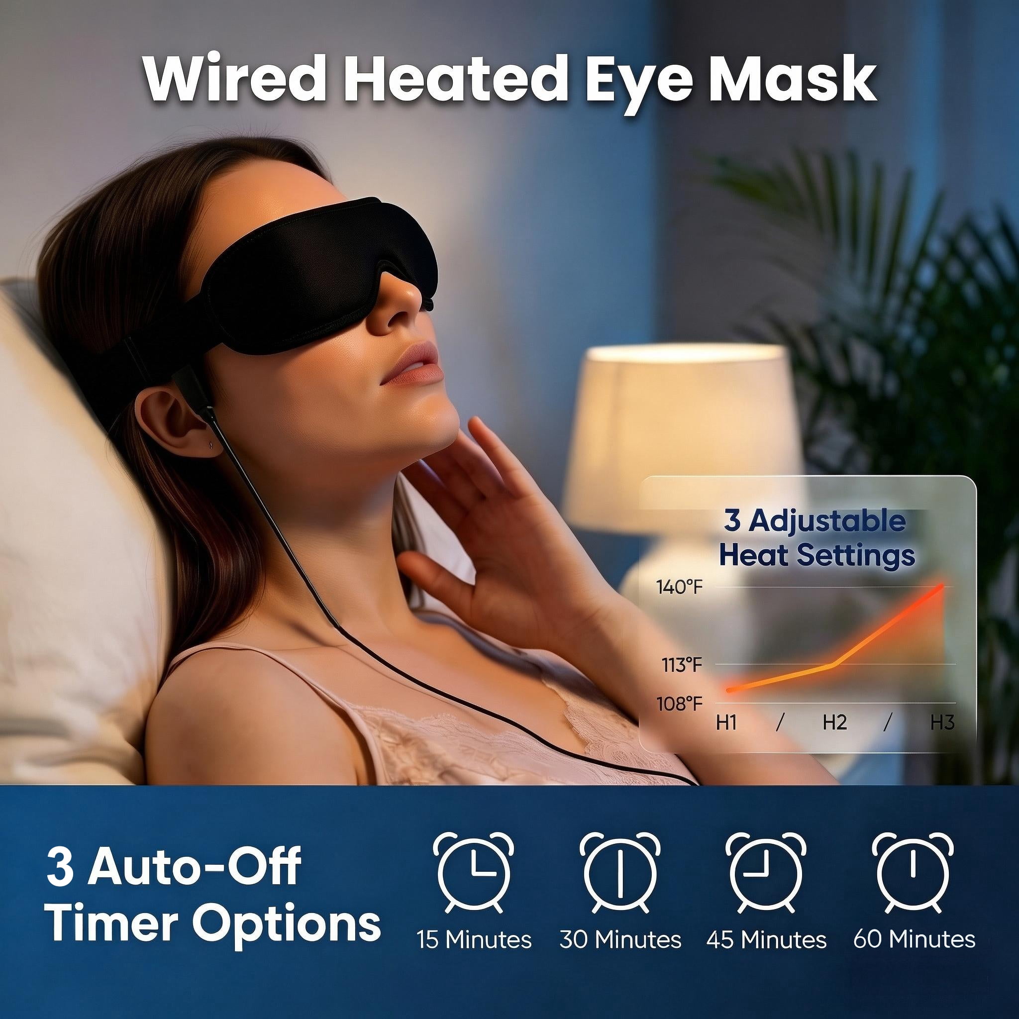 FACEMOON USB Heated Eye Mask for Dry Eyes Relief and Better Sleep, Warm Compress with Constant Temperature Comfort Therapy