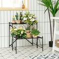 thumbnail image 3 of Gymax 2-Tier Stair Style Metal Plant Stand Flower Pot Display Holder Indoor & Outdoor, 3 of 10