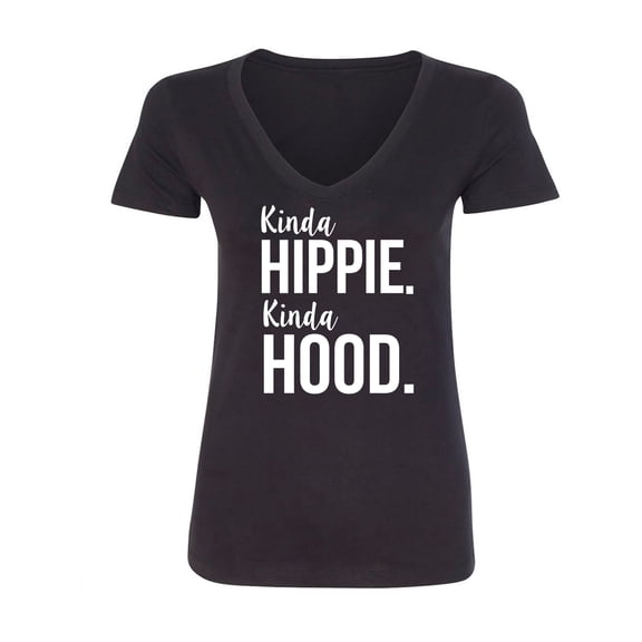 Kinda Hippie. Kinda Hood. Womens V-Neck T-Shirt