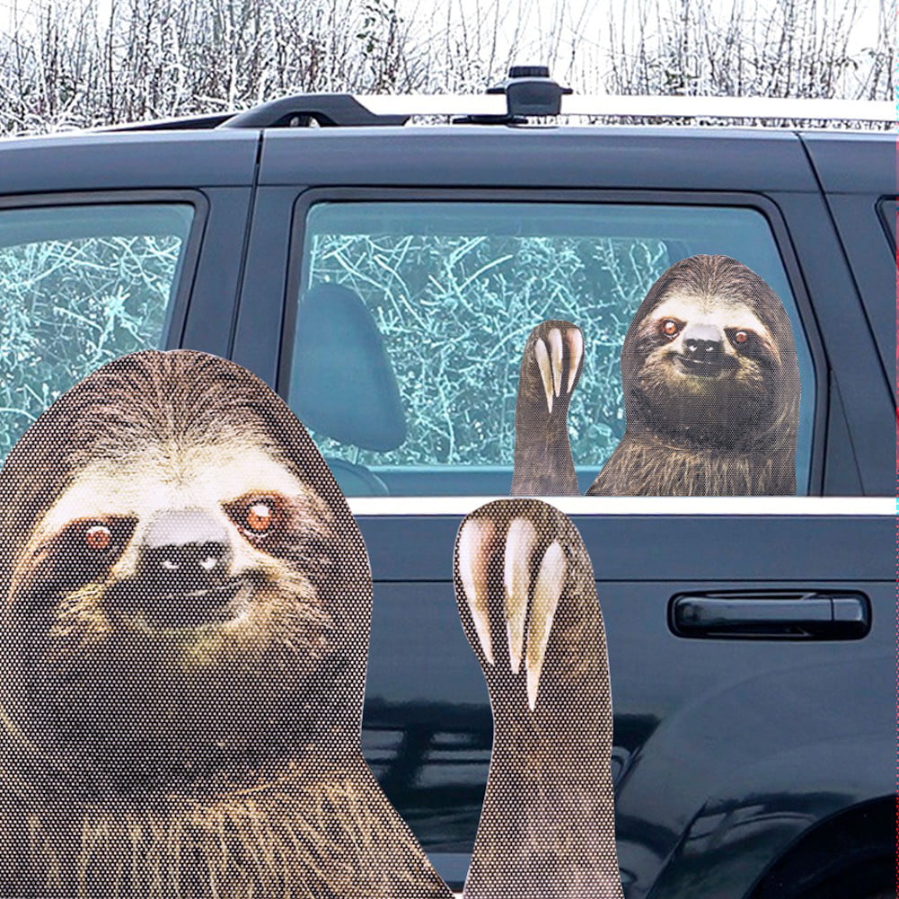 Car Window Sticker Person Size Passenger Side Left Sloth Waving Funny NEW BS2 
