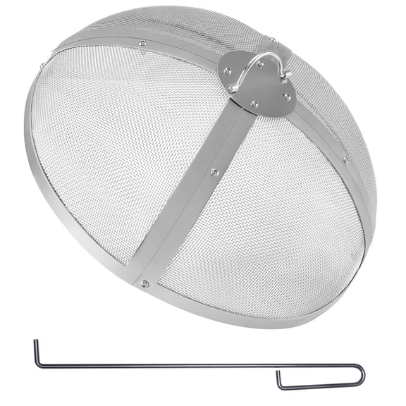 20" Heavy Duty Fire Pit Spark Screen Cover, Reinforced Steel Round Lid with Ring Handle for Outdoor Fire Pits – Patio, Backyard, Camping Accessories