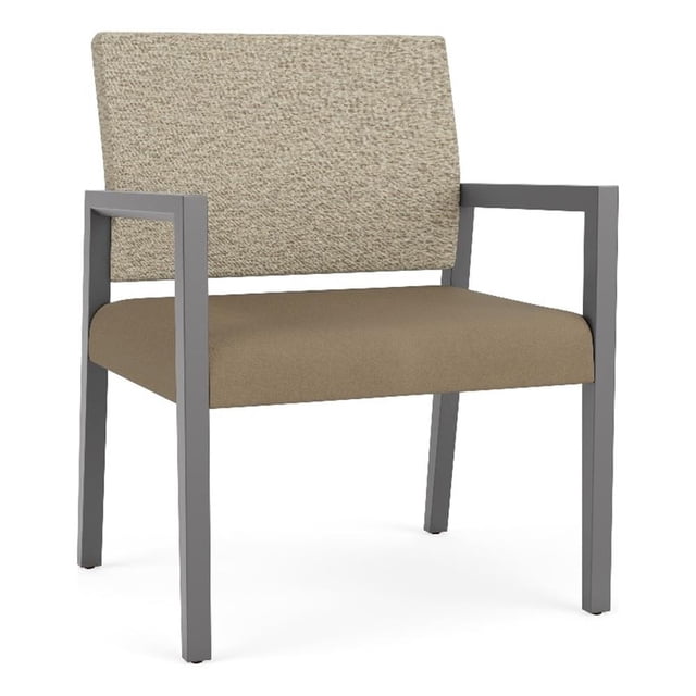 Pemberly Row Waiting Reception Wide Guest Chair Wood Frame in Brown