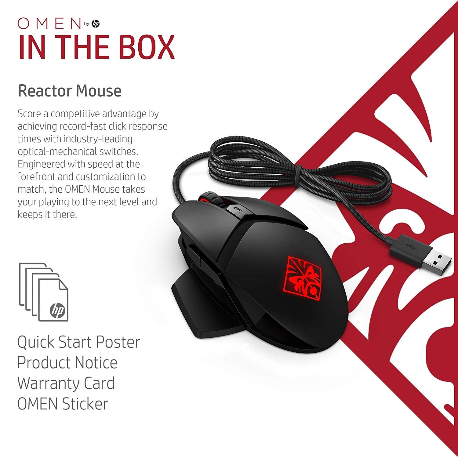 OMEN by HP Wired USB Gaming Reactor Mouse Black/Red