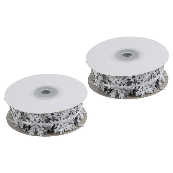 LOLIPPYY 2-Pack Grey Wired Holiday Ribbon for Christmas Ornaments, Wrapping, and Festive Seasonal Decorations