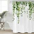 thumbnail image 2 of 72x78 Inch Shower Curtain Green Eucalyptus Leaves Bathroom Decor Waterproof Fabric Bathtub Bath Curtains Decorative Summer Watercolor Leaf Extra Long Shower Curtain Set with Hooks, 2 of 6