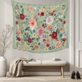thumbnail image 5 of Sage Green Floral Tapestry for Bedroom Wall Hanging Tapestry, Spring Flowers Leaves Farmhouse Ceiling Backdrop Tapestries Poster Blanket Wall Decor for Teens Room Living Room Dorm 59" x 90", 5 of 8