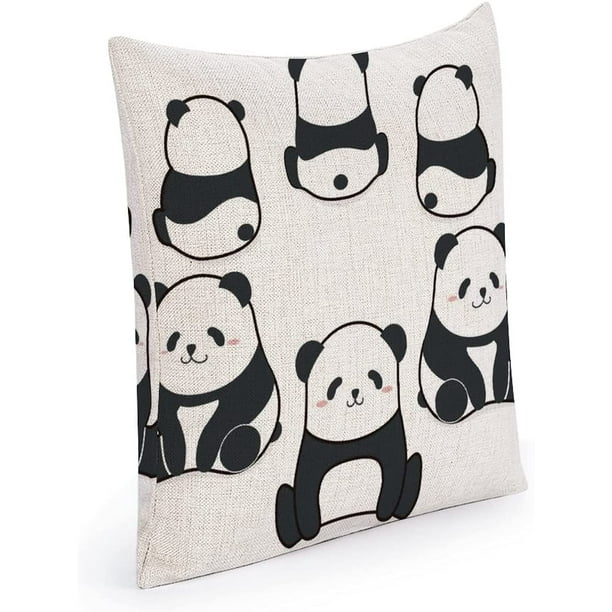 Cute Funny Cartoon Style Panda Bear Sitting - Customized Modern Pillowcase  Decor Pillow Cover Suitable for Bedroom Living Room Car Cushion Bed Sofa  Outdoor Home Decor Cotton and Linen 12 x 12 