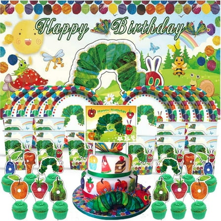 The Very Hungry Caterpella Birthday Cups Party Supplies Decor Backdrop Paper Plates Fans Decorations Banner