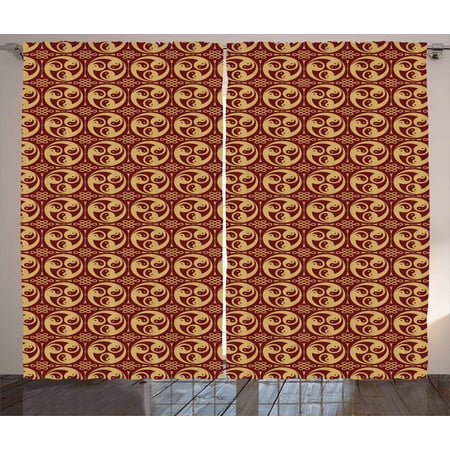 Yin Yang Curtains 2 Panels Set Oriental Symbol In Triple Circular