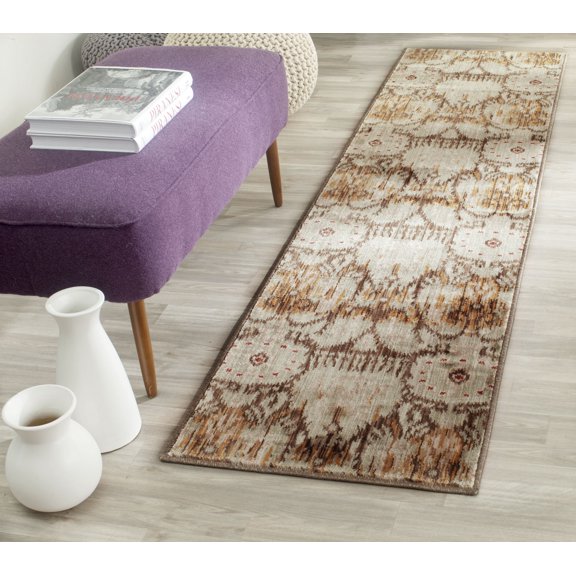 Safavieh Infinity Axel Geometric Polyester Runner Rug, Green/Brown, 2' x 8'