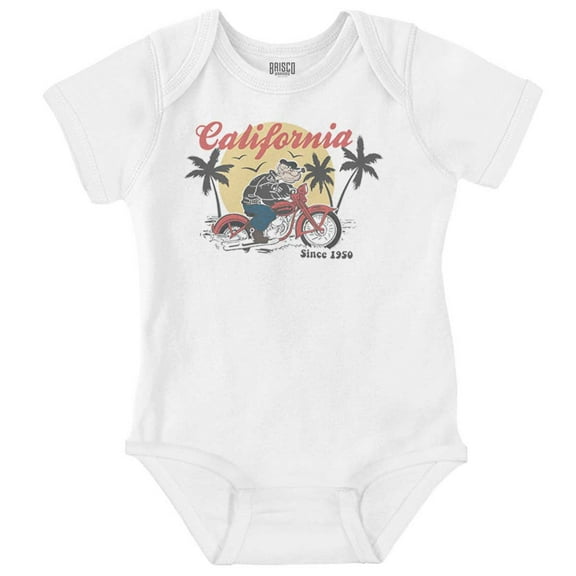 Popeye California Biker Cartoon Romper Boys or Girls Infant Baby Brisco Brands NB
