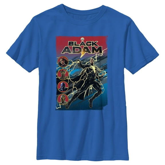 Boy's Black Adam Justice Cover  Graphic Tee Royal Blue Large