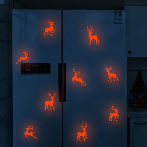Pegatinas de Pared Fluorescentes para Navidad: Ciervos Que Brillan En La Oscuridad.