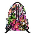thumbnail image 4 of Uorisanigo Kids Backpack for School, Lightweight Durable Teens Bookbag for Elementary Preschool, Large Capacity Daypack with Side Pocket for Vacation Neon Graffiti Dinosaur, 4 of 7