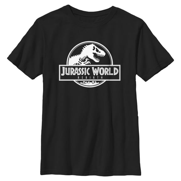 Boy's Jurassic World: Rebirth Black and White Movie Logo  Graphic T-Shirt