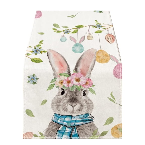 HuiXinOu Easter Table Flag - 13x71in Spring Holiday Table Runner for Dining Table, Restaurant, Living Room, Wedding Anniversary and Party Ambiance Decoration