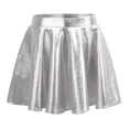 thumbnail image 2 of Kaerm Kids Girls Shiny Metallic Skirt Flared Pleated Holographic A-Line Mini Skater Skirts Silver 14, 2 of 7