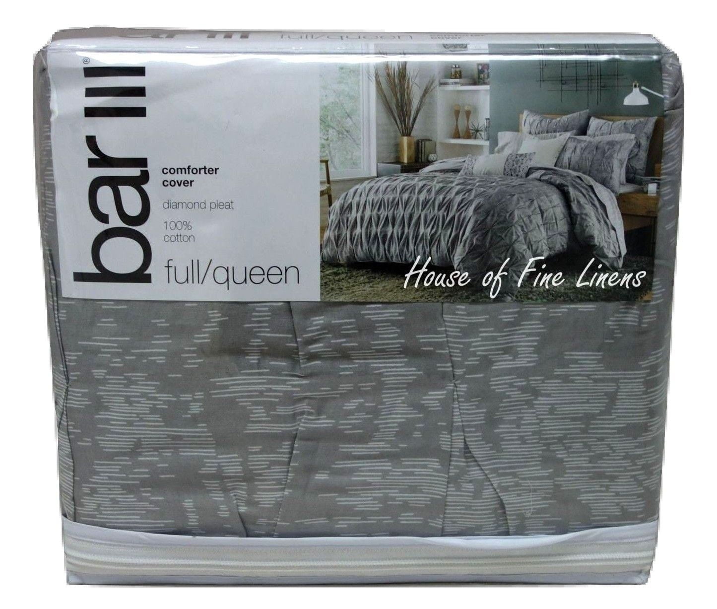 Bar Iii Diamond Pleat Full Queen Duvet Cover Light Grey Walmart Com Walmart Com
