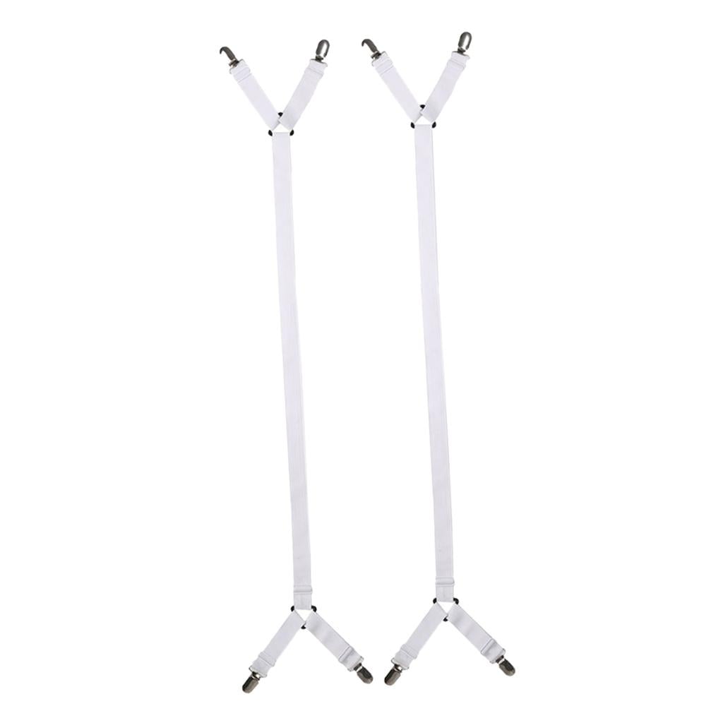 2Pack Adjustable Bed Sheet Grippers Straps for Fitted OR Flat Sheets