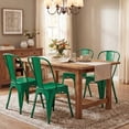 thumbnail image 5 of Lacoo Metal Dining Chair Indoor-Outdoor Use Stackable Classic Trattoria Chair Chic Dining Bistro Cafe Side Metal Chairs Set of 4 (Green), 5 of 7