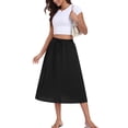 thumbnail image 2 of Asklazy Womens Flowy A-Line Long Skirt Pleated Elastic High Waist Drawstring Skirts with Pockets,Mother's Day,Black,L, 2 of 9