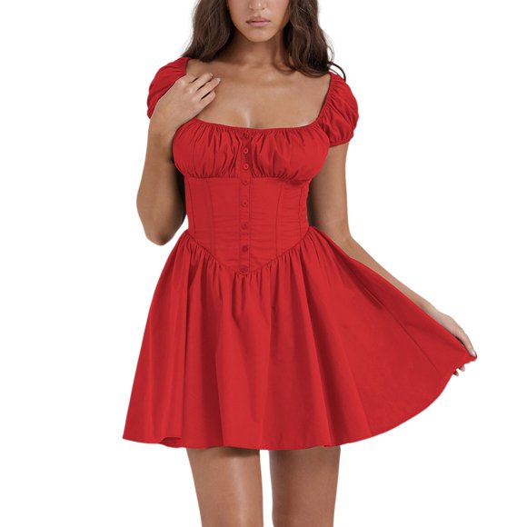 JFHHQ Casual Outing Solid Dress Women's Spaghetti Strap Bodycon Maxi Dress with Low Cut Neckline and High Slit Backless Long Evening Gown M Red