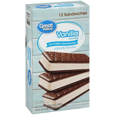 Great Value Vanilla Flavored Ice Cream Sandwiches, 42 oz, 12 Count