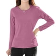 thumbnail image 2 of HLKJKLS Long Sleeve Shirts For Women Crew Neck Long Sleeve Classic Fit T Shirt Soft Nylon Spandex Breathable Casual Pink M-4Xl, 2 of 9