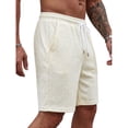 thumbnail image 5 of Lounge Sweat Shorts for Men Cable Knit Drawstring Shorts Elastic Waist Casual Short Pants Solid Lightweight Summer Bermuda Shorts Vacation Beach Wear, 5 of 6