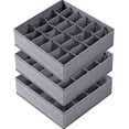 thumbnail image 1 of Organizador de cajones de 64 celdas, plegable, de tela, para clasificar calcetines y ropa interior sin esfuerzo, paquete de 3, 1 of 3