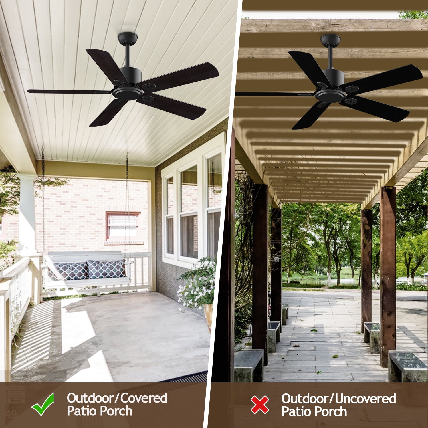 LANHAI 52 inch Modern Downrod Mount Bedroom Ceiling Fan