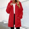 thumbnail image 2 of QIYAGBSA Sherpa Fleece Jackets for Women Hooded Full Zip Fuzzy Plush Long Sleeve Mid Length Coats with Patch Pockets Fall Winter Warm Outerwear, 2 of 9